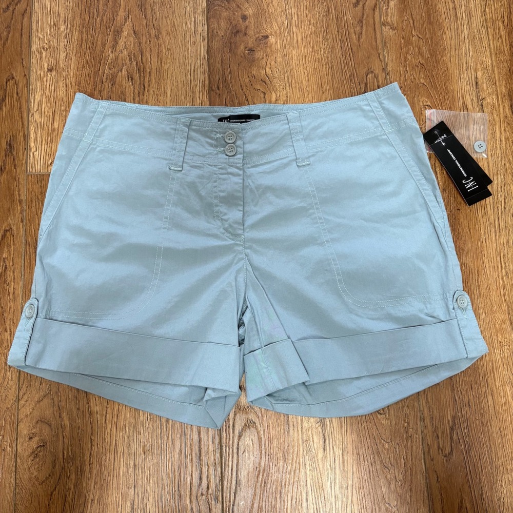 INC International Concepts Blue Cuffed Shorts Womens 10 NEW Summer Resort Beach